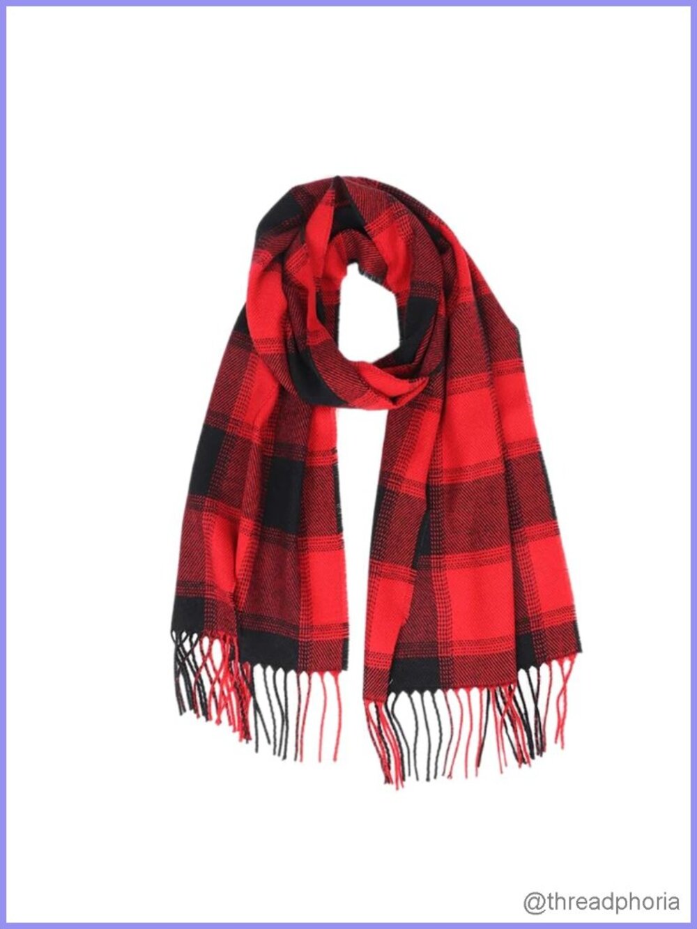Classic Plaid Winter Scarf Soft Warm Cold Weather Shawl Wrap Tassel
